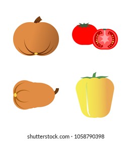 Vegetables icon set with 4 about muslim, gourd, bell pepper, pumpkin, long and yellow