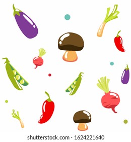 Vegetables icon set background vector isolated in white color