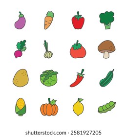 vegetables icon set for design