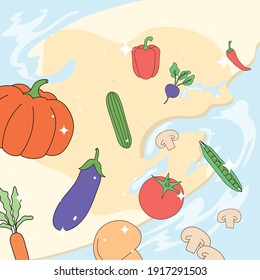 vegetables icon set design, food organic and healthy theme Vector illustration