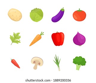 Vegetables icon set in Flast style Design