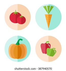 Vegetables icon set in flat style