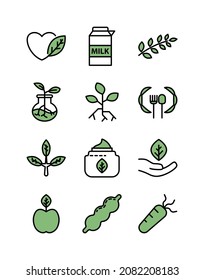vegetables icon set, green color and simple shape, editable stroke, best used for web or application, vector illustration EPS 10 File Format