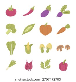 Vegetables Icon Set – Hand Drawn Healthy Food Vector