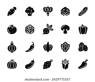 Vegetables icon set isolated on white background