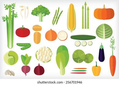 Vegetables icon set isolated on white background.