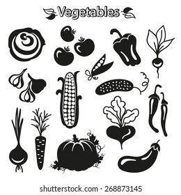 Vegetables icon set on a white background
