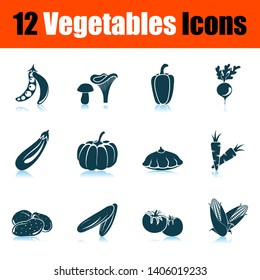 Vegetables Icon Set. Shadow Reflection Design. Vector Illustration.
