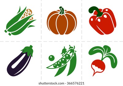 Vegetables icon set three
