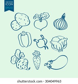 Vegetables icon set. Vector.