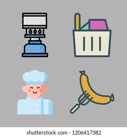 vegetables icon set. vector set about shopping basket, chef, cooking and sausage icons set.