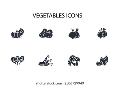 Gemüse Symbol set.vector.Editable stroke.linear style Zeichen für die Verwendung Web-Design, logo.Symbol-Illustration.