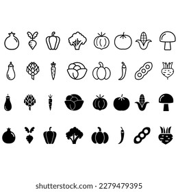Vegetables icon vector set. vegetarianism illustration sign collection. garden symbol.