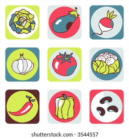 Vegetables icons 1 - others of same series : http://www.shutterstock.com/lightboxes.mhtml?lightbox_id=499006