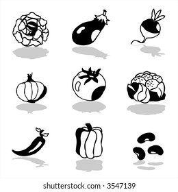 Vegetables icons 1 - others of same series : http://www.shutterstock.com/lightboxes.mhtml?lightbox_id=498997