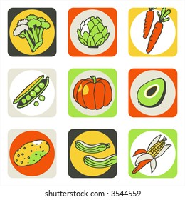 Vegetables icons 2 - others of same series : http://www.shutterstock.com/lightboxes.mhtml?lightbox_id=499006