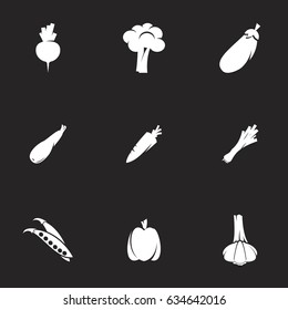 Vegetables Icons. Black background