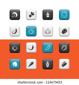 Vegetables icons. Buttons