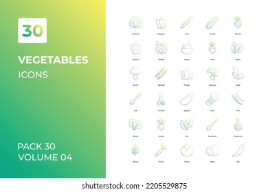 Vegetables icons collection. Set vector line with elements for mobile concepts and web apps. Collection modern icons.
