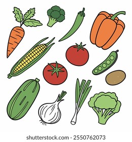 Vegetables icons collection vector on white background