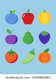 Vegetables icons detailed photo realistic vector set