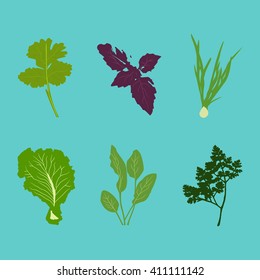 Vegetables icons flat set. isolated vector illustration.  fresh food. vegetables diet