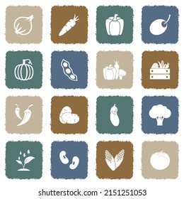 Vegetables Icons. Grunge Color Flat Design. Vector Illustration.
