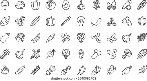 Vegetables icons High-Quality Vector Icons Collection with Editable Stroke. Ideal for Professional and Creative Projects.