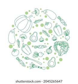 vegetables icons lineal in circular shape isolated .vector illustration