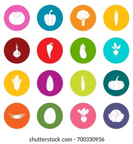 Vegetables icons many colors set isolated on white for digital marketing