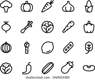 Vegetables Icons outline  vector design 