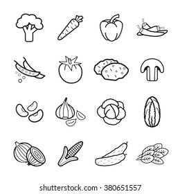 Vegetables icons set.