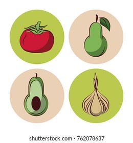 Vegetables icons set