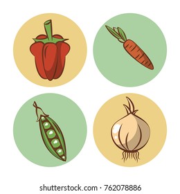 Vegetables icons set