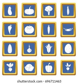 Vegetables icons set in blue color isolated vector illustration for web and any design
