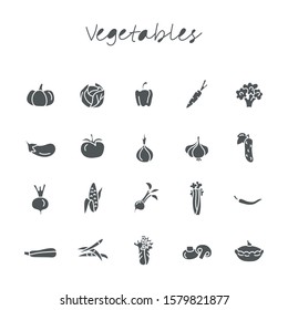 Vegetables icons set. Cartoon vector and illustration, hand drawn style, isolated on white background.