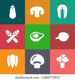 vegetables icons in set collection for design. Vegetables and vitamins symbols web illustration.