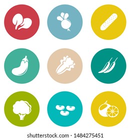 vegetables icons in set collection for design. Vegetables and vitamins symbols web illustration.