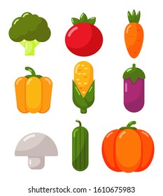 Vegetables icons set isolated on white background. vector Illustration.