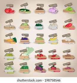 Vegetables Icons Set - Isolated On Gray Background - Vector Illustration, Graphic Design Editable For Your Design