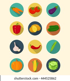 Vegetables icons set modern flat design. Healthy eating concept. Vector illustration