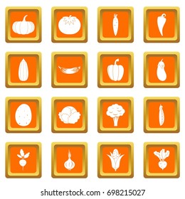 Vegetables icons set in orange color isolated vector illustration for web and any design