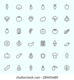 Vegetables icons, simple and thin line design