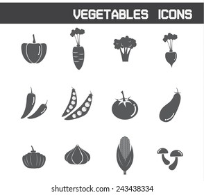 Vegetables Icons Symbol Vector Illustration