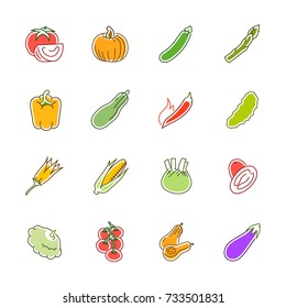 Vegetables icons - Tomato, cucumber and chili