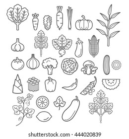 Vegetables icons. Vector Illustration.