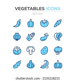 Vegetables icons. Vector line icons set. Premium quality. Simple thin line design. Modern outline symbols collection, pictograms.