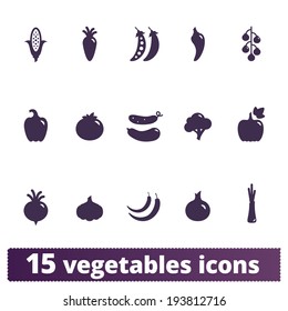 Vegetables icons: vector set of food signs