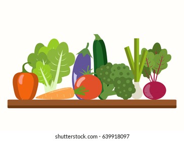 Vegetables illustration. Flat design. Organic farm illustration.