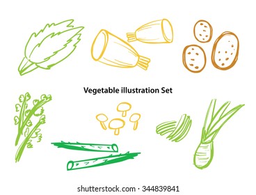 vegetables illustration set vector